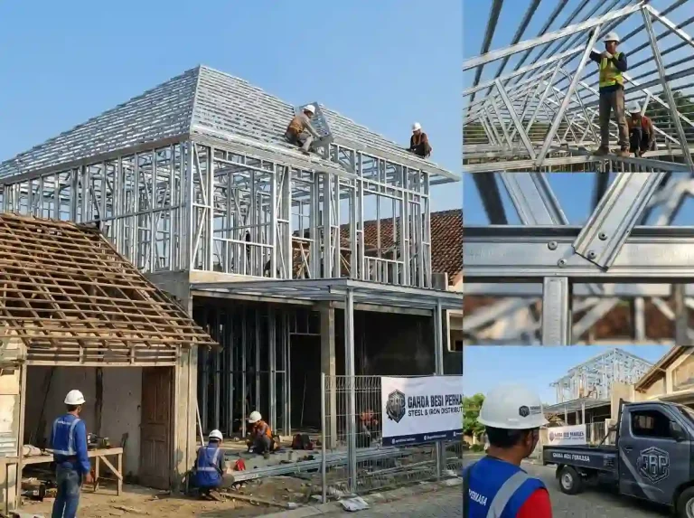 Pemasangan rangka atap baja ringan modern untuk rumah tinggal oleh Garda Besi Perkasa
