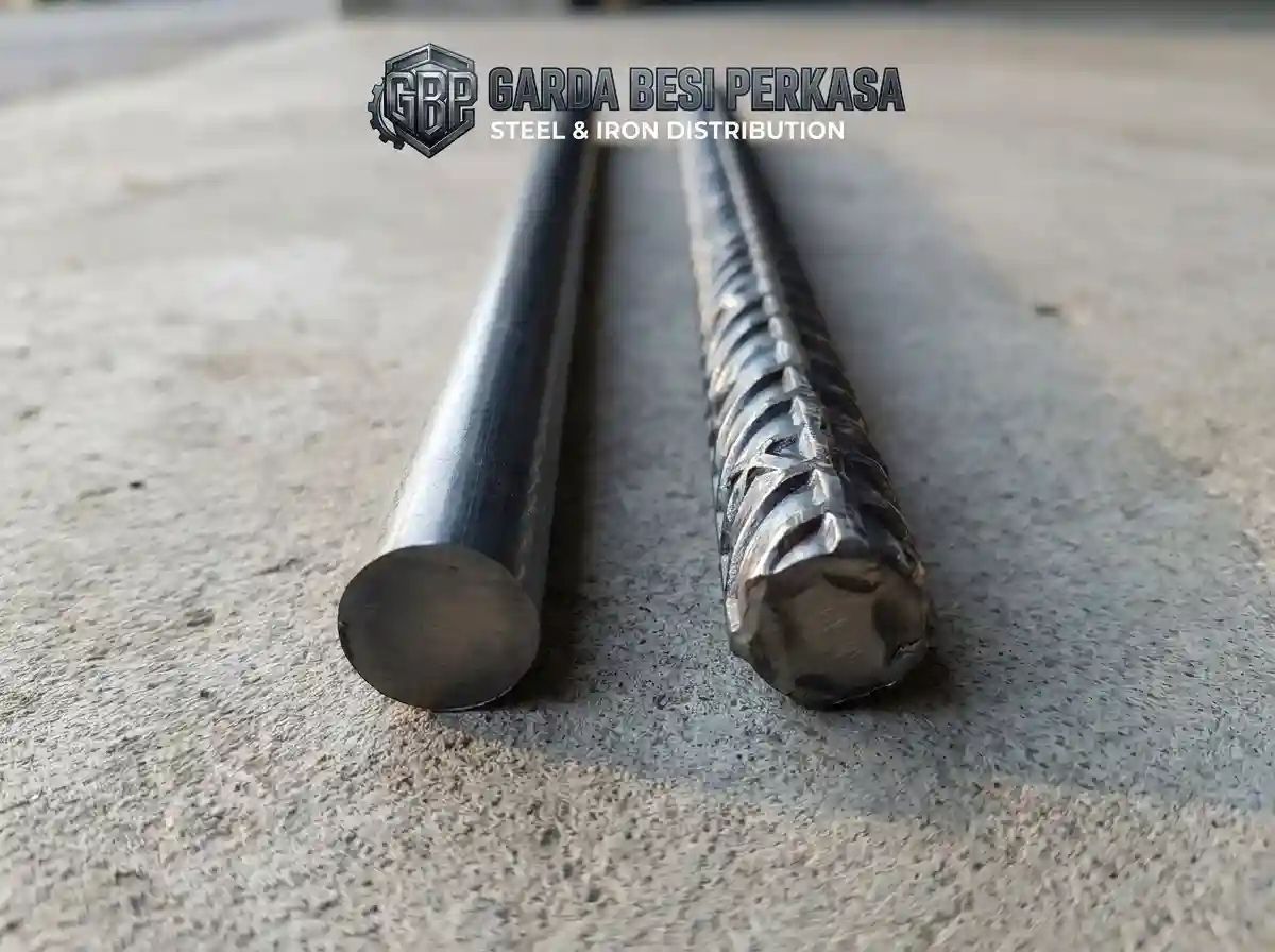 Perbandingan besi beton polos dan besi beton ulir sesuai standar SNI untuk konstruksi bangunan.